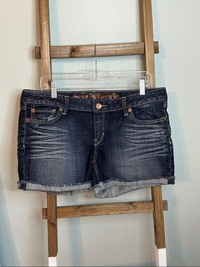 Express Five Pocket Dark Blue Denim Jean Shorts Size 12